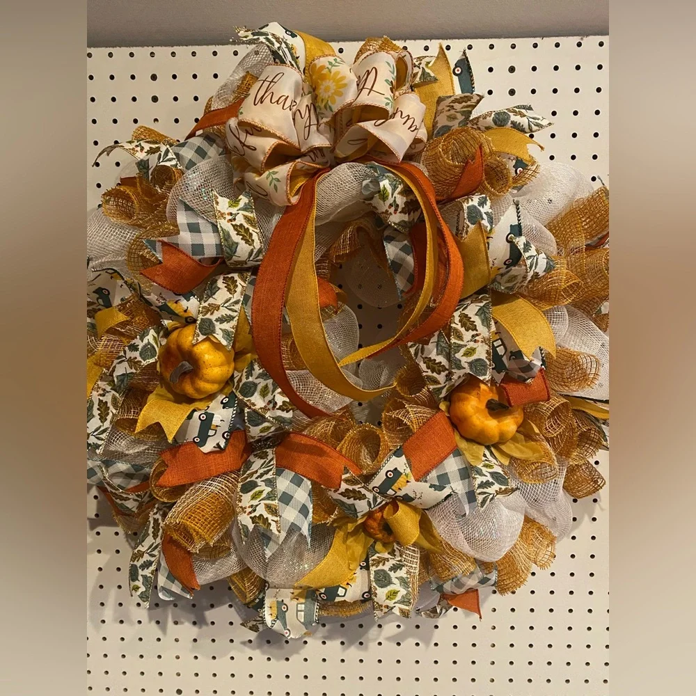 Autumn Harvest Wreath with Pumpkins